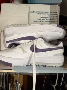 Nike Women’s White Sneakers with Purple Swoosh